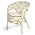 thumbnail image 4 of Pelangi Dining Set of 2 Natural Rattan Wicker Armchairs w/Cream Cushion and Dining Round Table w/Glass, White Color, 4 of 8