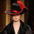 thumbnail image 2 of Hsqqdc Adults Renaissance Felt Pirate Hat Feather Musketeer Buccaneer Colonial Headwear, 2 of 7