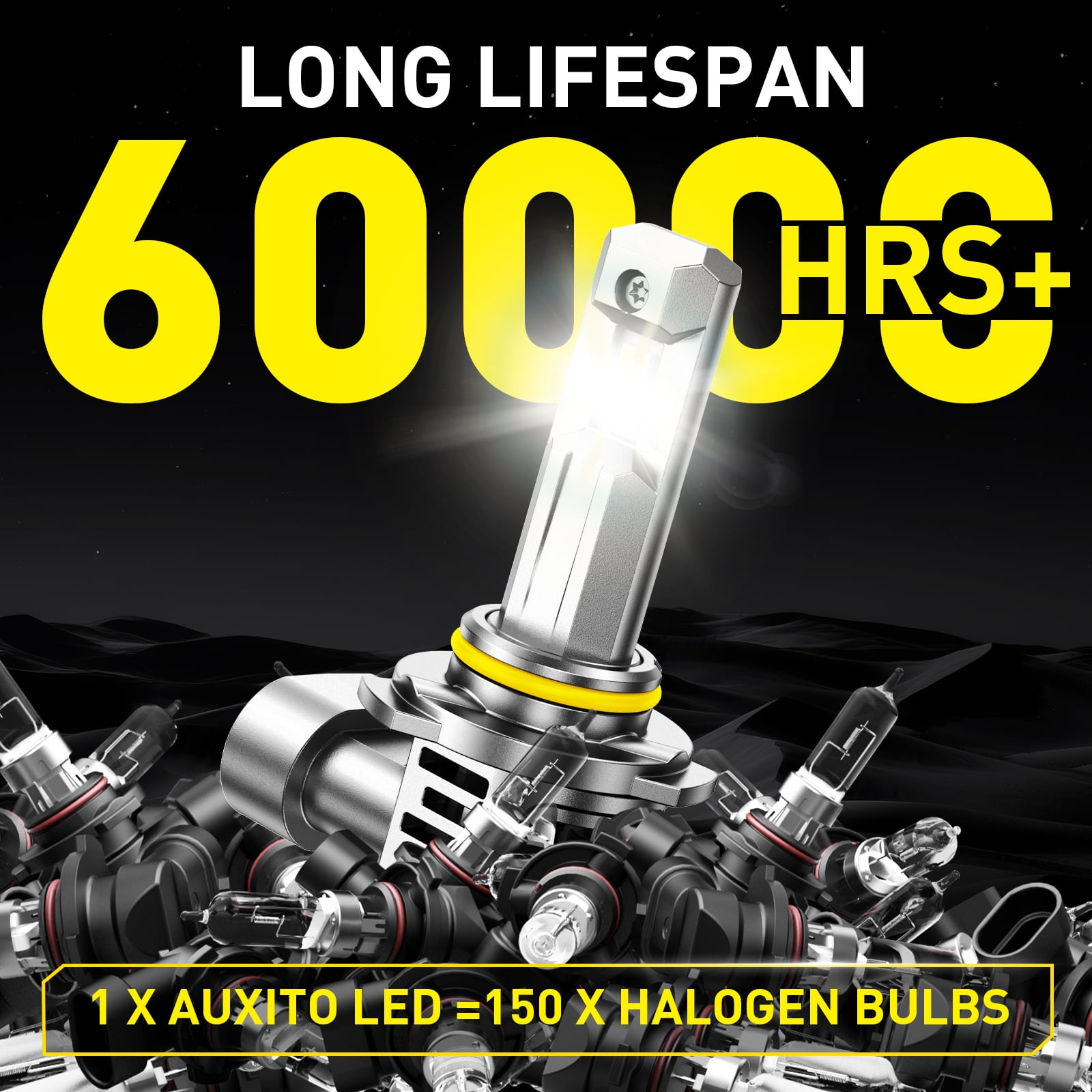 AUXITO 2026 Latest 9006 LED Headlight Bulbs, 900% Brighter 30,000lm 6500K Cool White HB4 9006 Low Beam Headlight Bulb, 1:1 Mini Size 5 Mins Easy Installation, Plug and Play, Pack of 2