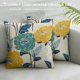 thumbnail image 3 of Shiartex Flowers Outdoor Pillow Covers , Teal Grey Mustard Yellow Floral Decorative Throw Pillows Cover,Spring Summer Navy blue Leaf  Square Pillowcase Decor Gifts for Home Patio Couch Sofa, 3 of 5
