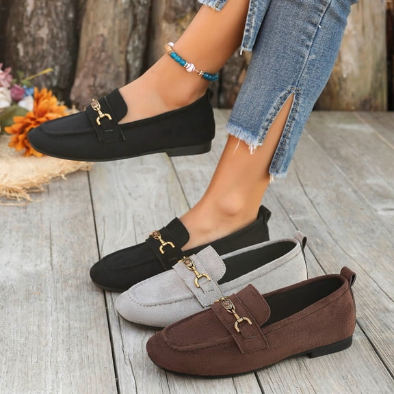 Miluxas Loafers for Women Comfortable Slip On Flats with Memory Foam for Daily Wearing Gray 9(42)