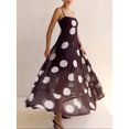 thumbnail image 3 of Brown Polka Dot Sheer Tiered Maxi Dress With Spaghetti Straps Flowy Cami Summer Sundress, 3 of 8