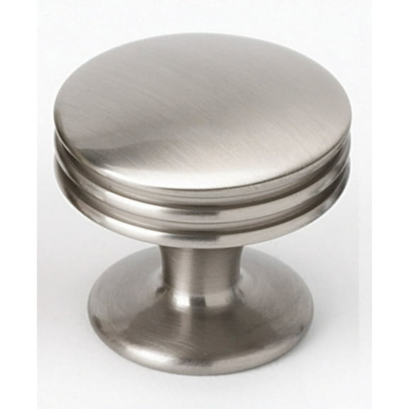 Contemporary Round Knob, Satin Nickel, 1.25" H x 1.38" W x 1.13" D