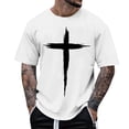 thumbnail image 2 of Men's Quick-Dry Cross Graphic T-Shirt with Short Sleeve, 4-Way Stretch Athletic Workout Tee, Polyester-Spandex Fabric White, 2 of 5
