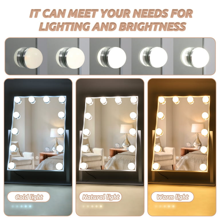  FENNIO Vanity Mirror with Lights 22x19 LED Lighted Makeup  Mirror,Large Makeup Mirror with Lights,Touch Screen with 3-Color Lighting, Led Mirror Makeup,Dimmable,for Vanity Desk Tabletop,Bedroom