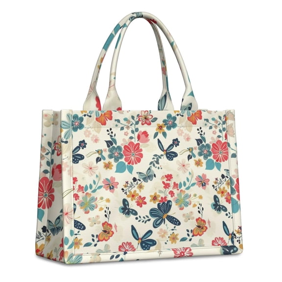 Large Capacity Tote Bag,Pioneer Flower Floral Print Pattern Handbag Fashion Luxury Tote Bag,15.7"x13"x 5.1" Inches,Laptop Compatible
