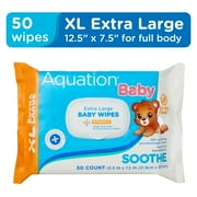 Aquation Baby Wipes, Extra Large, Soothing with Vitamin E for Delicate Skin, 50 Count