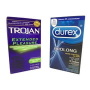 Durex Prolong   Trojan Extended Pleasures   Silver Lunamax Pocket Case, Climax Control Latex Condoms 24 Total Condoms