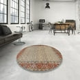 thumbnail image 3 of Ahgly Company Indoor Round Traditional Dark Sienna Brown Persian Area Rugs, 3' Round, 3 of 6