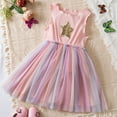 thumbnail image 2 of XFHLMJFF Child Girls Dress Tulle Party Flowers Prints Sleeveless O-Neck Colorful Mesh Princess Chic Sundress, 2 of 8