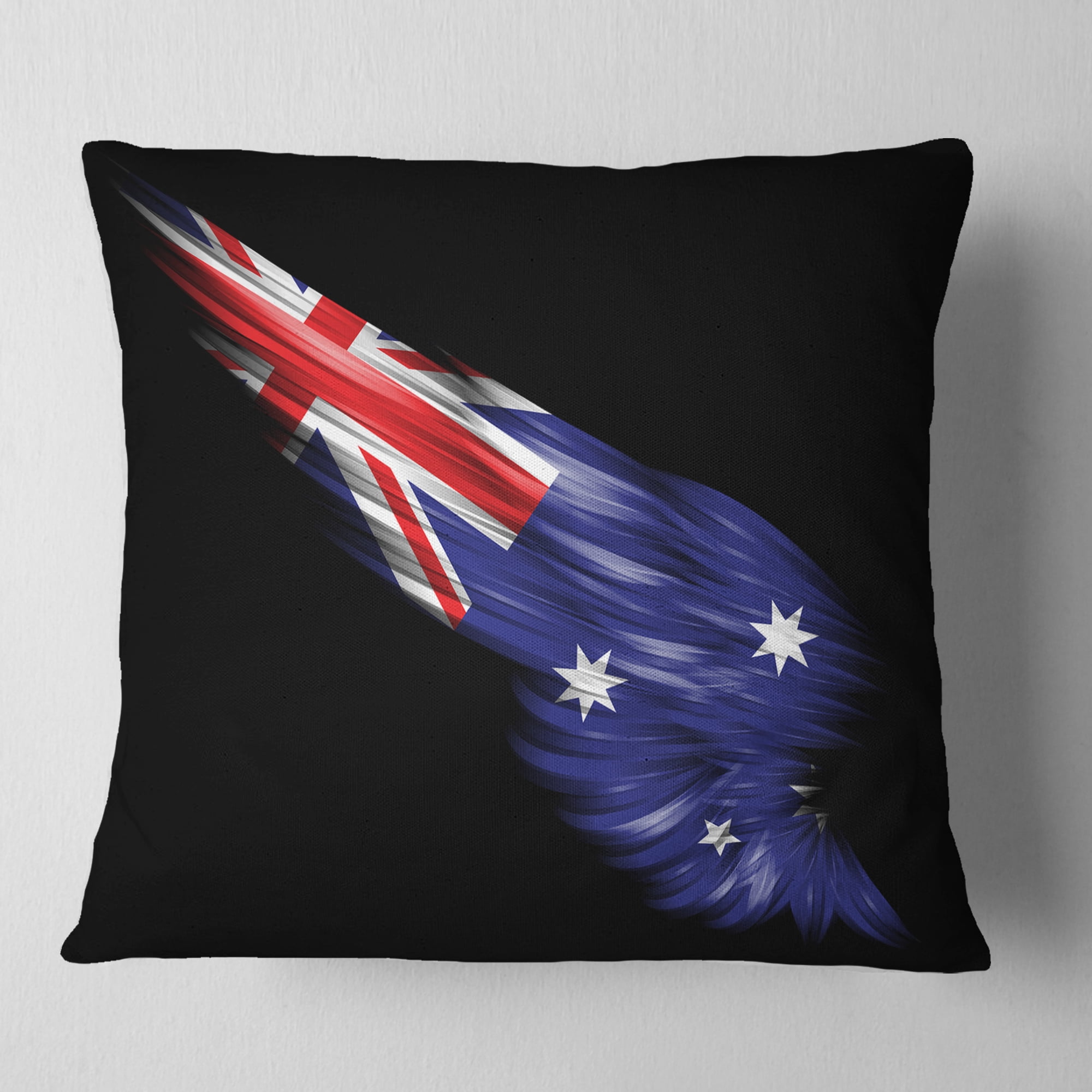 Designart Wing with Australian Flag - Abstract Throw Pillow - 16x16