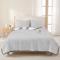 thumbnail image 3 of Twin XL Quilt Set 68''x98'', White Burlap Texture Lightweight Summer Bedspread Coverlet Set with 2 Pillow Shams, Farmhouse Vintage White Breathable All Season Quilt Bedding for Dorm/Guest Room, 3 of 9