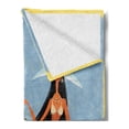 thumbnail image 2 of Aloha Soft Flannel Fleece Throw Blanket, Grungy Effect Vintage Design of an Island with Brunette Long Haired Hawaiian Lady, Cozy Plush for Indoor and Outdoor Use, 70" x 90", Multicolor, by Ambesonne, 2 of 5