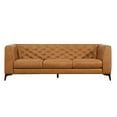 thumbnail image 2 of Omax Decor Havana 90" Mid Century Modern Tufted Genuine Leather Sofa in Tan, 2 of 8