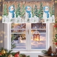 thumbnail image 5 of Merry Christmas Valances for Windows, 54 x 18in, Blue Snowman Xmas Tree Deer Snowflake Wood Grain Rod Pocket Kitchen Valance Curtain Light Filtering Window Treatments for Living Room Bedroom, 1 Panel, 5 of 7
