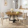 thumbnail image 3 of 47-Inch Round Dining Table, Industrial Wooden Kitchen Table for 4-6, Rustic Dinner Table with Metal Base and Adjustable Pads, Brown(Only Table), 3 of 7