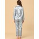 thumbnail image 4 of Conjuntos de pijama para mujer Ropa de dormir de manga larga con botones Traje de noche suave para mujer Conjuntos de salón Pj Gris L, 4 of 5