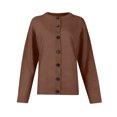 thumbnail image 2 of Women's Sweater Cute Fun Printing Sweater Fall And Winter Long Sleeve Knitted Sweater for Fall Winter Solid Color Basics,Coffee,2XL, 2 of 7