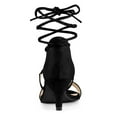 thumbnail image 2 of BLISSFUL STEP Women's Open Toe Kitten Heel Lace Up Sandals, 2 of 8