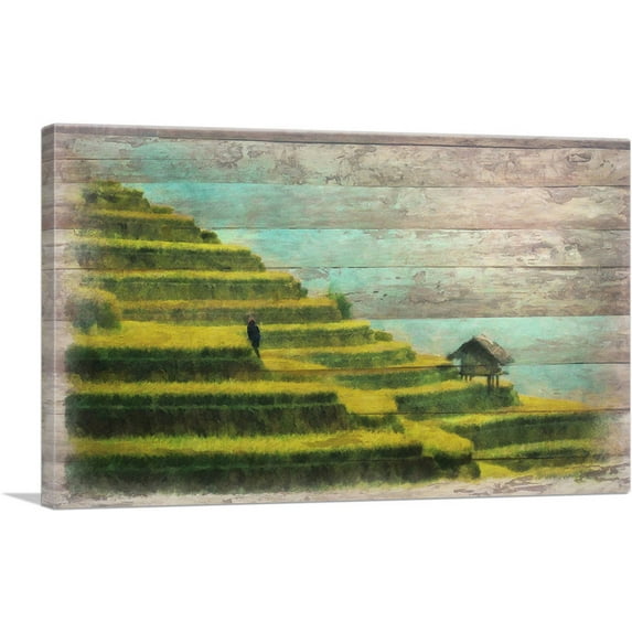 ARTCANVAS Rice Fields Modern Art Home decor Canvas Art Print - Size: 18" x 12" (1.50" Deep)