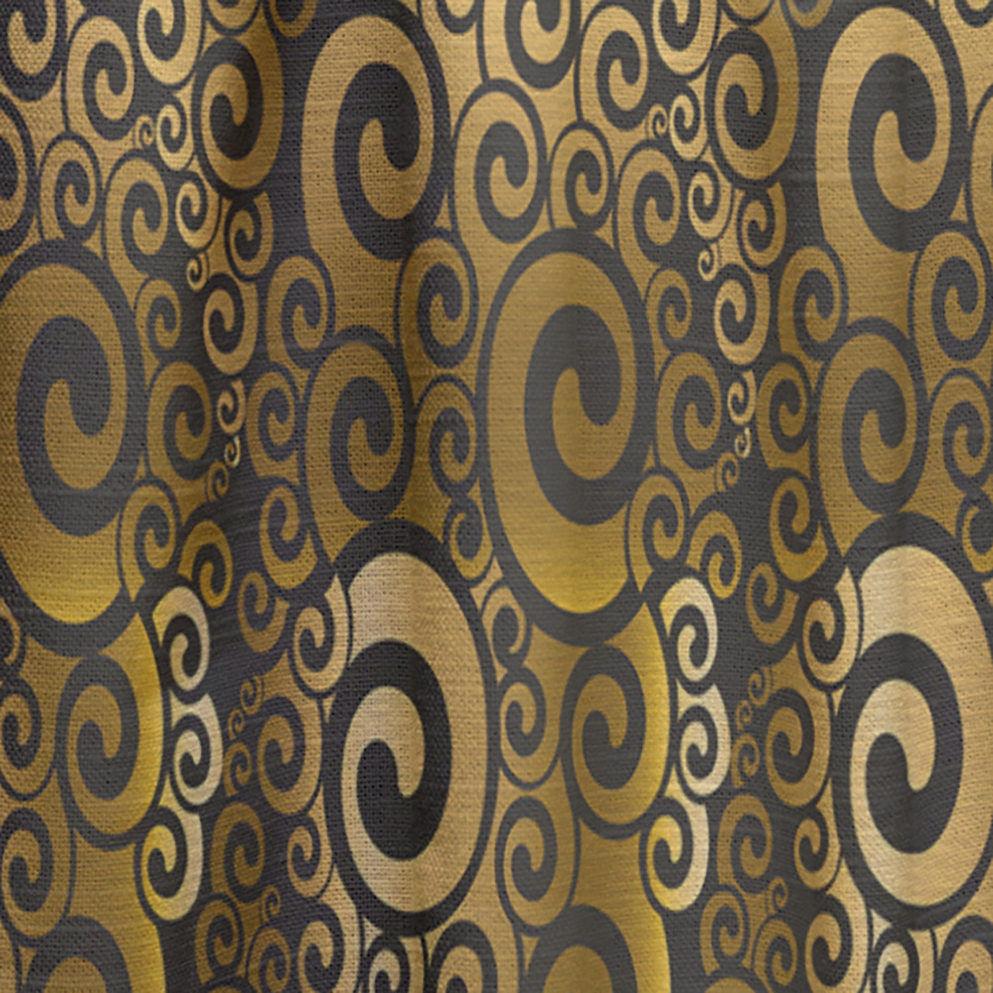 Designart 'Black and Gold Swirl I' Mid-Century Modern Curtain Panel