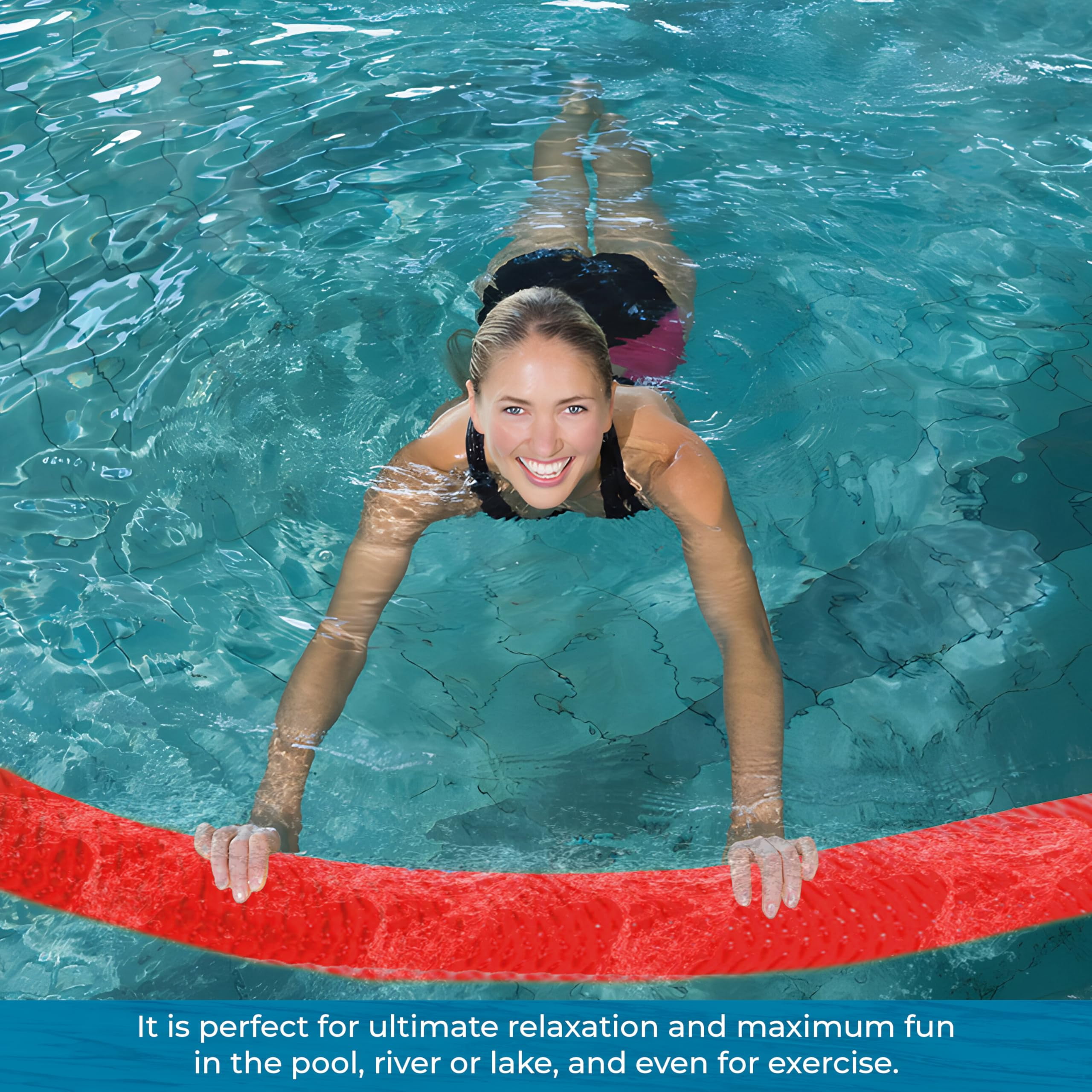 VOS Mega Noodle Premium Foam Pool Noodles for Swimming & Floating – 4Pc Pack | Outdoor Water Float/Lake Float for Adults – Rave Red