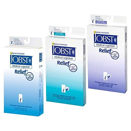 JOBST Relief Knee High 20-30 mmHg Compression Socks, Closed Toe, Black, Small
