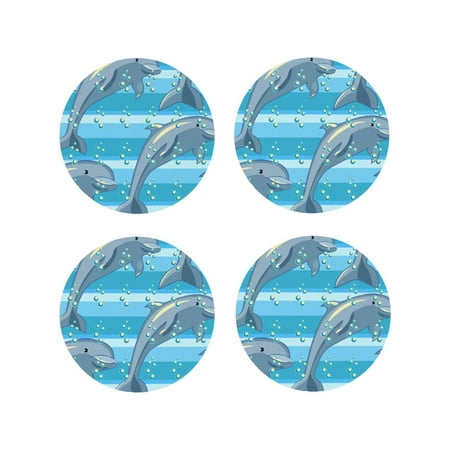 

Tideii Dolphin for Leather Coasters 4 Pieces Anti-fouling and Anti-scalding Decorative Coasters Suitable for Restaurants Kitchens Coffee Shops-Round Shape