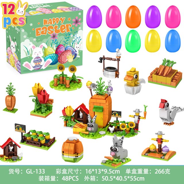 Nuevo juego de juguetes de recuerdo de fiesta DIY de huevo abierto de plástico pintado impreso con huevos de Pascua