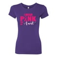 thumbnail image 2 of Wild Bobby, I Wear Pink for My Aunt Survivor Awareness Womens Slim Fit Junior Tee, Purple Rush, Large, 2 of 3