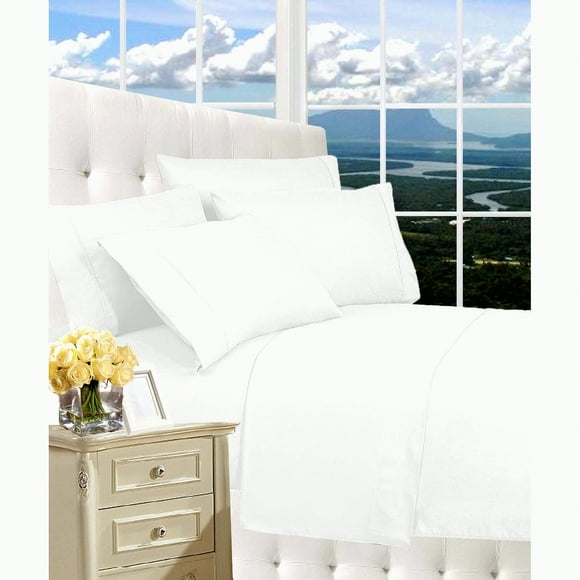 Premier Hotel Collection Luxury Bedding Set - 1800 Thread Count Wrinkle-Free Queen Sheet Set with Deep Pockets - White - 4-Piece Luxe Sheets
