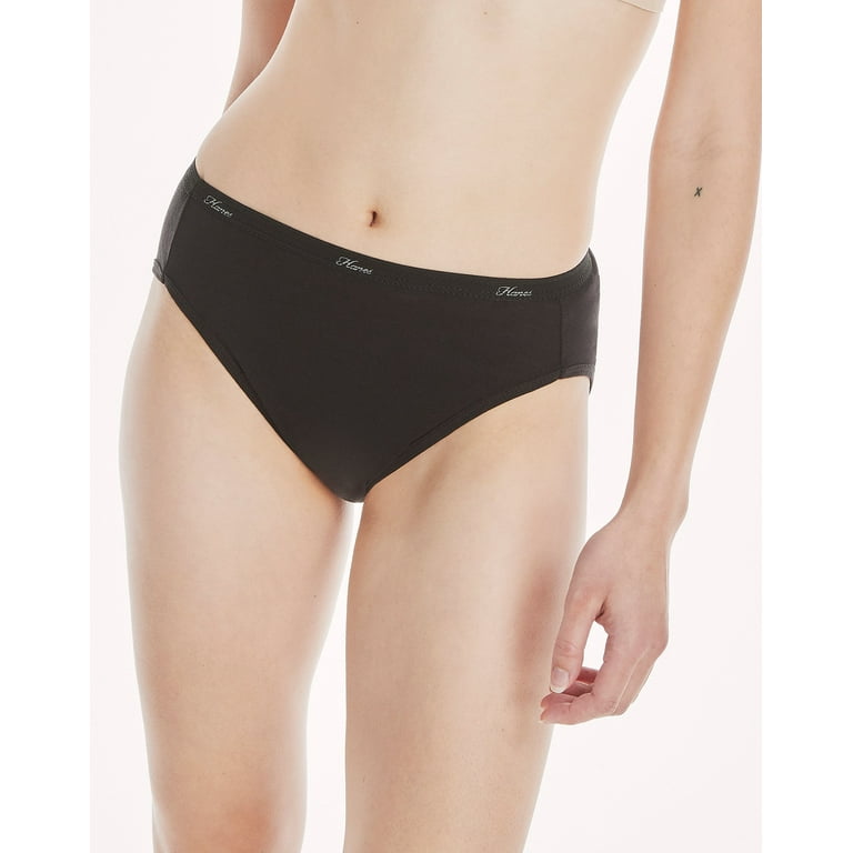 Hanes Women's Breathable Cotton Hi-Cut Underwear, Black, 10-Pack 8