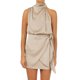 thumbnail image 1 of Vestido Corto De Satén Mini vestidos de mujer sin mangas con cuello simulado vestido de línea A para cóctel (Beige S) Cgtredaw Para estrenar, 1 of 1