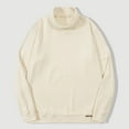 thumbnail image 2 of YLSDY Men's Long Sleeve Turtleneck Sweater Solid Color Basic Tops Pullover Shirts Beige XXL, 2 of 9