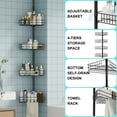 thumbnail image 3 of 4-Tier Adjustable Tension Pole Corner Shower Shelve – Rust-Resistant Bathroom Organizer Shelf with Baskets & Towel Bars, Perfect for Kitchens, Bathrooms, and Bedrooms, Black, 3 of 7