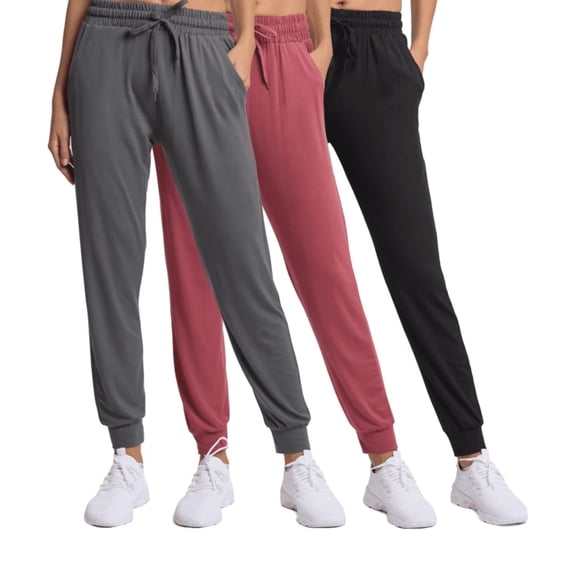 MLDRA 3 Pack Joggers Sweatpants for Women Ultra-Soft Lightweight for Lounge Athletic Yoga Running Workout Pants with Pockets