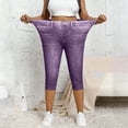 thumbnail image 7 of CQONEPT Capri Jeans for Womens Stretchy Pull On Jeggings with Pockets Jean Pants Y2k Not Denim Fabric Purple 2XL, 7 of 7
