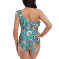 thumbnail image 5 of Zufioo Cute Conch Print One-shoulder Ruffled One-piece Swimsuit, High Elastic Integrated Removable Chest Pad Swimsuit Suitable for Beach, Pool and Vacation-Large, 5 of 6