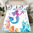 thumbnail image 2 of Erosebridal Mermaid Print Twin Sheet Sets, Colorful Coral Bed Sheets Twin, Dreamy Fairy Tale Bedding Twin Size, Lightweight Bedroom Decoration, 3pcs, 2 of 7