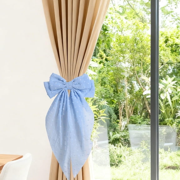 Byujiro Textured Dotted Bow Curtain Tieback Sheer Fabric Window Accessory for Bedroom, Living Room & Home Decor, Perfect for Elevating Your Window Styling & Ambiance