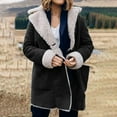 thumbnail image 2 of Lovskoo 2024 Women's Faux Suede Fleece Jacket Winter Warm Composite Plush Button Lapel Collar Jacket Outwear Coat Black, 2 of 6
