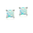 thumbnail image 2 of Sterling Silver Created Opal 5mm Square Stud Earrings, 2 of 2