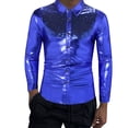 thumbnail image 2 of SRZYMJ Men's Fall Disco Street Shirt with Color Contrast Sequin Embellishment for Stylish Fashion Wear, 2 of 7