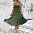 thumbnail image 2 of ShomPort Smocked Dresses for Women Summer Cotton Spaghetti Strap Adjustable Dress Flowy Tiered Maxi Dresses, 2 of 8