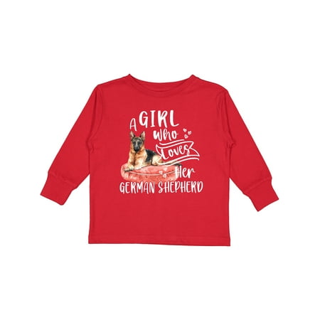 

Inktastic A Girl Who Loves Her German Shepherd Gift Toddler Boy or Toddler Girl Long Sleeve T-Shirt
