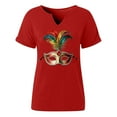 thumbnail image 4 of Uootdi Mardi Gras T Shirts for Women Carnival Graphic V Neck Short Sleeve New Orleans Mardi Gras Party Outfits Spring Going Out Tops Gift, 4 of 6