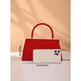 thumbnail image 4 of RUMANLAND Women's Red Patent Leather Evening Bag, Top Handle Clutch Purse with Glossy Finish and Elegant Structured Design, 4 of 7