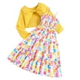 thumbnail image 2 of Placlothes Girls' 2 Piece Outfit 8-13 Years, Yellow Cropped Cardigan & Floral Sundress, Polyester Summer Casual Set for Tween Girls,Size 9-10T, 2 of 3