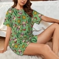 thumbnail image 4 of Rateoe Vintage Sugar Skull Pattern Women's Short-Sleeved Pajama Set - 2 Piece Soft and Lightweight Sleepwear Set-X-Large, 4 of 7