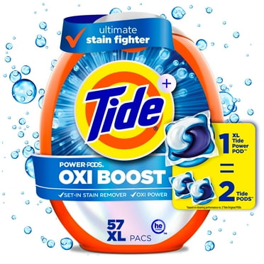 Tide Oxi Boost Power PODS with Stain Remover and Oxi Power Laundry Detergent Pacs, 57 Count